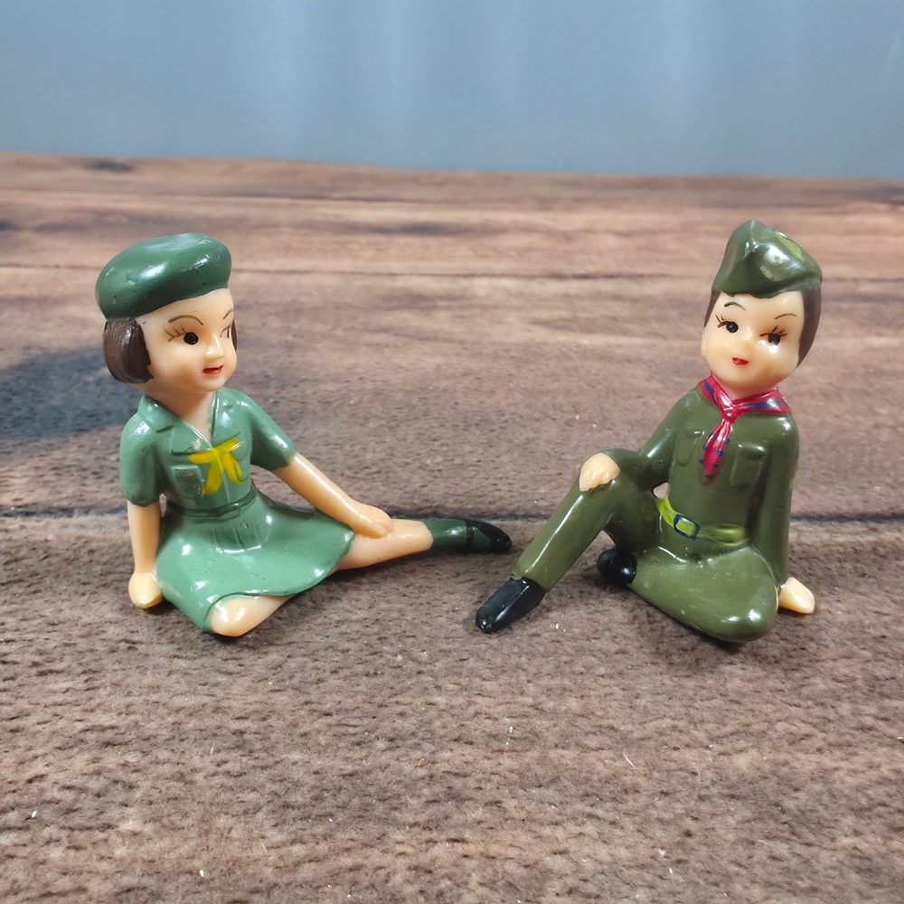 Milton Scout Figurines Kids OS Green Good Vintage Hong Kong Plastic Set